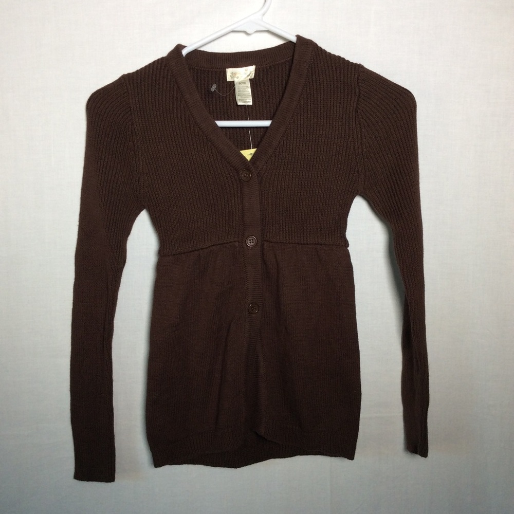 Dream Star Girls Brown Babydoll Button Up Sweater NWT, Sz S